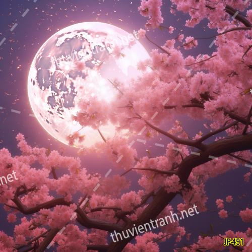 Tranh dán tường hoa anh đào-JP-491 - Tranh tường chất lượng cao